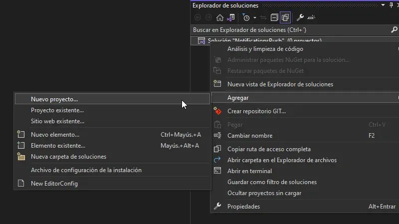 Agregar proyecto MAUI