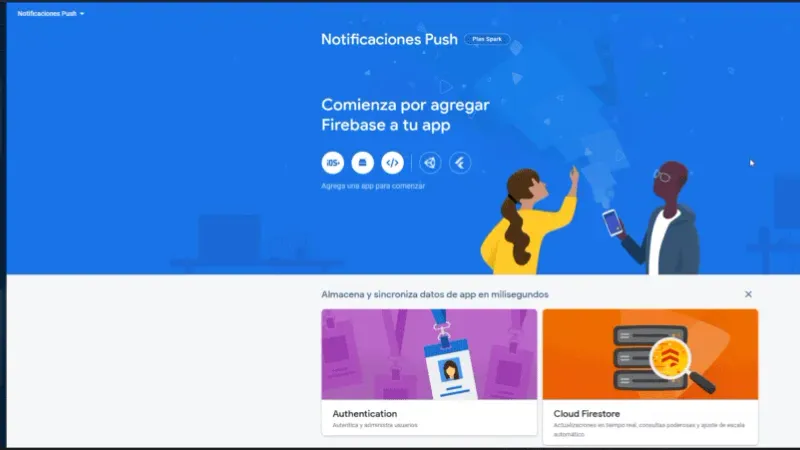 Vista Proyecto Firebase Creado