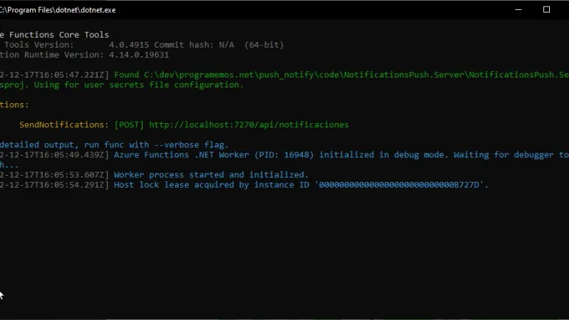 Aplicación Servidor Ejecutando